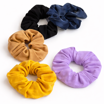 Pack of 5 Soft Hair Scrunchies for Women & Girls