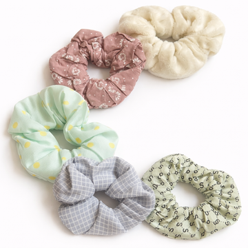 Pack of 5 Soft Hair Scrunchies for Women & Girls