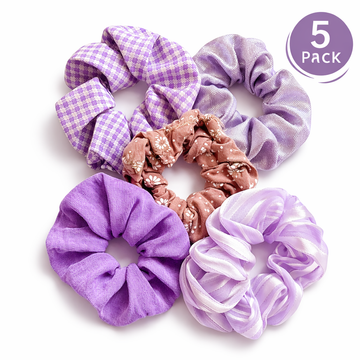 Pack of 5 Soft Hair Scrunchies for Women & Girls