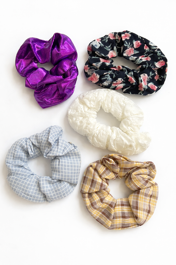 Pack of 5 Soft Hair Scrunchies for Women & Girls