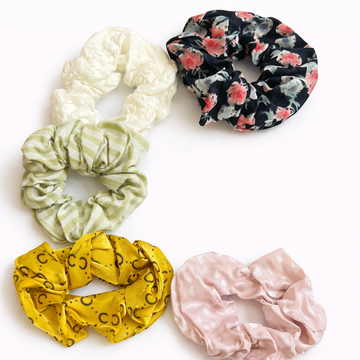 Pack of 5 Soft Hair Scrunchies for Women & Girls