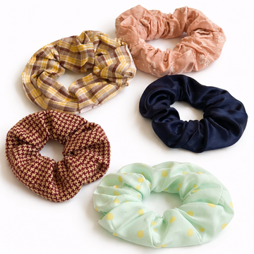 Pack of 5 Soft Hair Scrunchies for Women & Girls