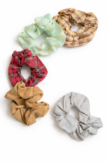 Pack of 5 Soft Hair Scrunchies for Women &amp; Girls