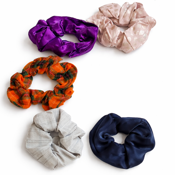 Pack of 5 Soft Hair Scrunchies for Women & Girls