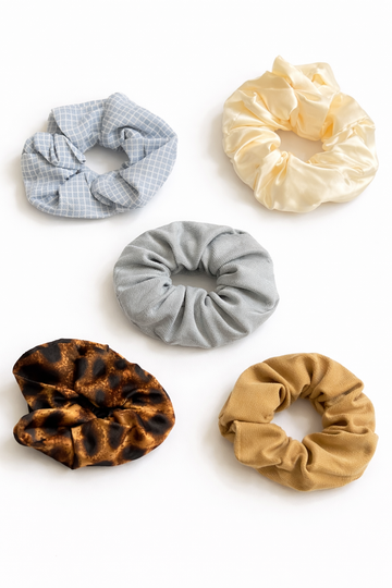 Pack of 5 Soft Hair Scrunchies for Women & Girls