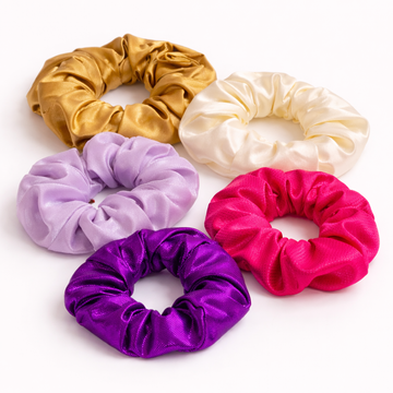 Pack of 5 Soft Hair Scrunchies for Women & Girls
