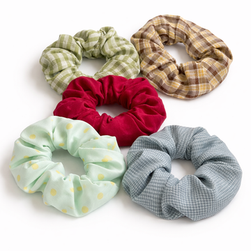 Pack of 5 Soft Hair Scrunchies for Women & Girls