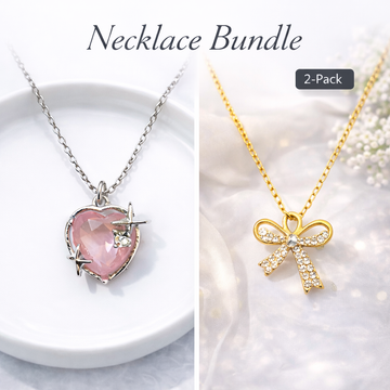 Blush Heart & Bow pendant Set