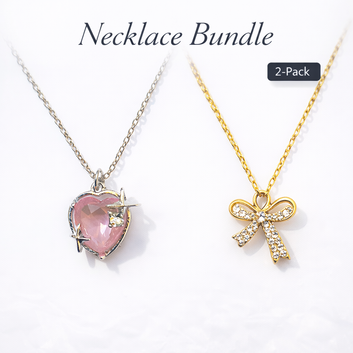 Blush Heart & Bow pendant Set